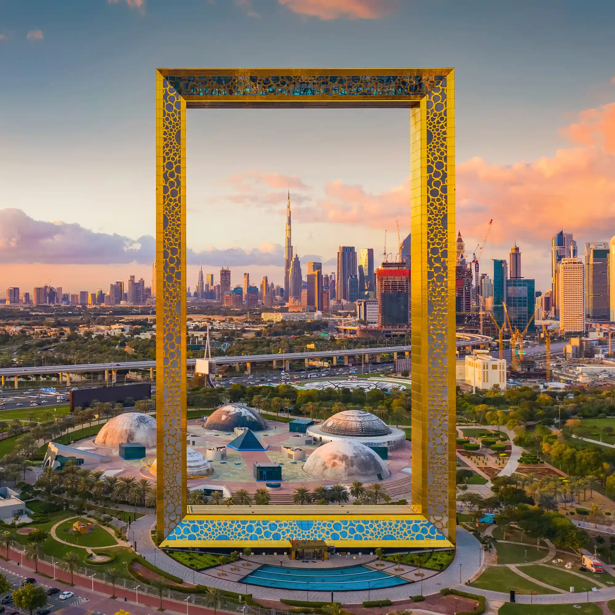 dubai frame skyline united arab emirates